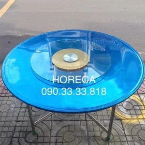 Bộ mâm xoay bàn ăn inox 304 sọc vàng