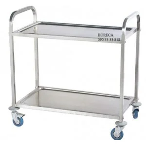 Xe đẩy thức ăn inox 2 tầng