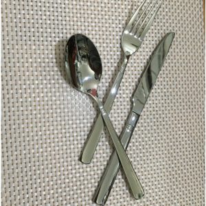 Bộ dao muỗng nĩa 3 món inox 304 kiểu đuôi ngang viền cổ cao cấp theo chuẩn 18/10, bộ dao thìa nĩa đẹp
