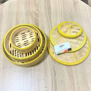 Xửng hấp tre vành Nhựa, INOX - hình tròn dùng để hấp dimsum, bánh bao [nhiều size], có bán nắp riêng