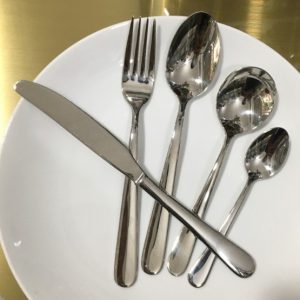 Bộ 5 món dao muỗng nĩa đuôi tròn trơn inox 304 ( tiêu chuẩn 18/10), kiểu dáng đơn giản, cao cấp