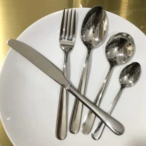 Bộ 5 món dao muỗng nĩa đuôi tròn trơn inox 304 ( tiêu chuẩn 18/10), kiểu dáng đơn giản, cao cấp