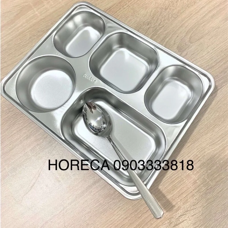 Khay cơm phần 5 ngăn inox