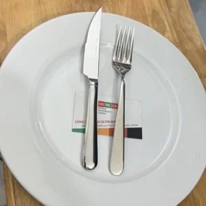 dao dĩa ăn bít tết (beefsteak) inox 304, đuôi tròn cao cấp, hiệu ROYAL 18-10, chuyên dùng ăn bò bít tết