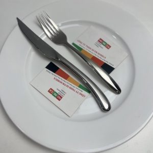 Dao dĩa(nĩa) ăn bít tết inox cao cấp, đuôi cong Costa