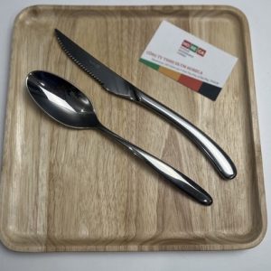 dao dĩa(nĩa) ăn bít tết inox cao cấp, đuôi cong Costa