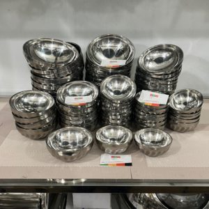 bộ 10 chén, tô inox cách nhiệt 2 lớp xoắn, hoa văn [nhiều kích thước] cao cấp