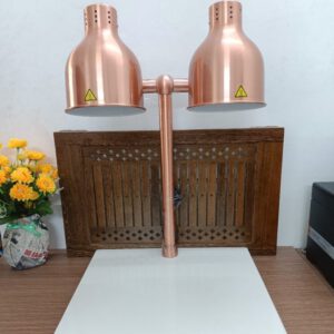 Đèn hâm nóng thức ăn 2 bóng đồng, đế đá CN trắng 121166T