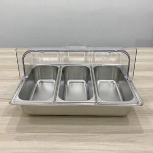 Khay nuoc buffet lap khay GN inox DC 1 3x100mm Nap PC 1 1 2