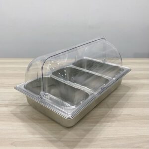 Khay nuoc buffet lap khay GN inox DC 1 3x100mm Nap PC 1 1 3