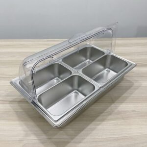 Khay nuoc buffet lap khay GN inox DC 1 4x100mm Nap PC 1 1 4