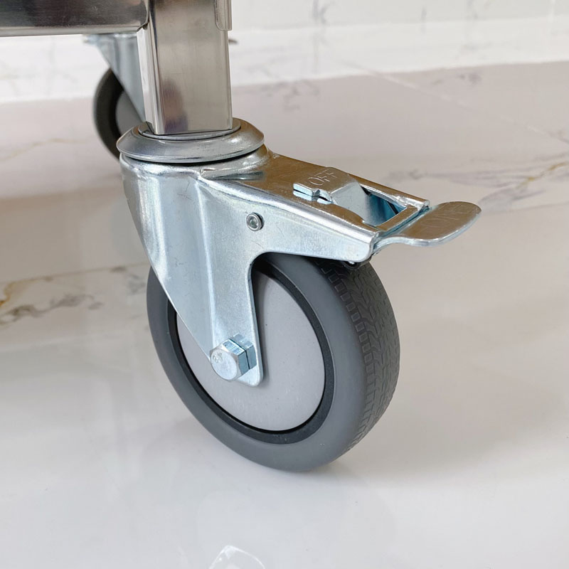 Xe đẩy inox 3 tầng nhỏ X1003 7 Bánh xe có chức năng khóa an toàn cho người dùng