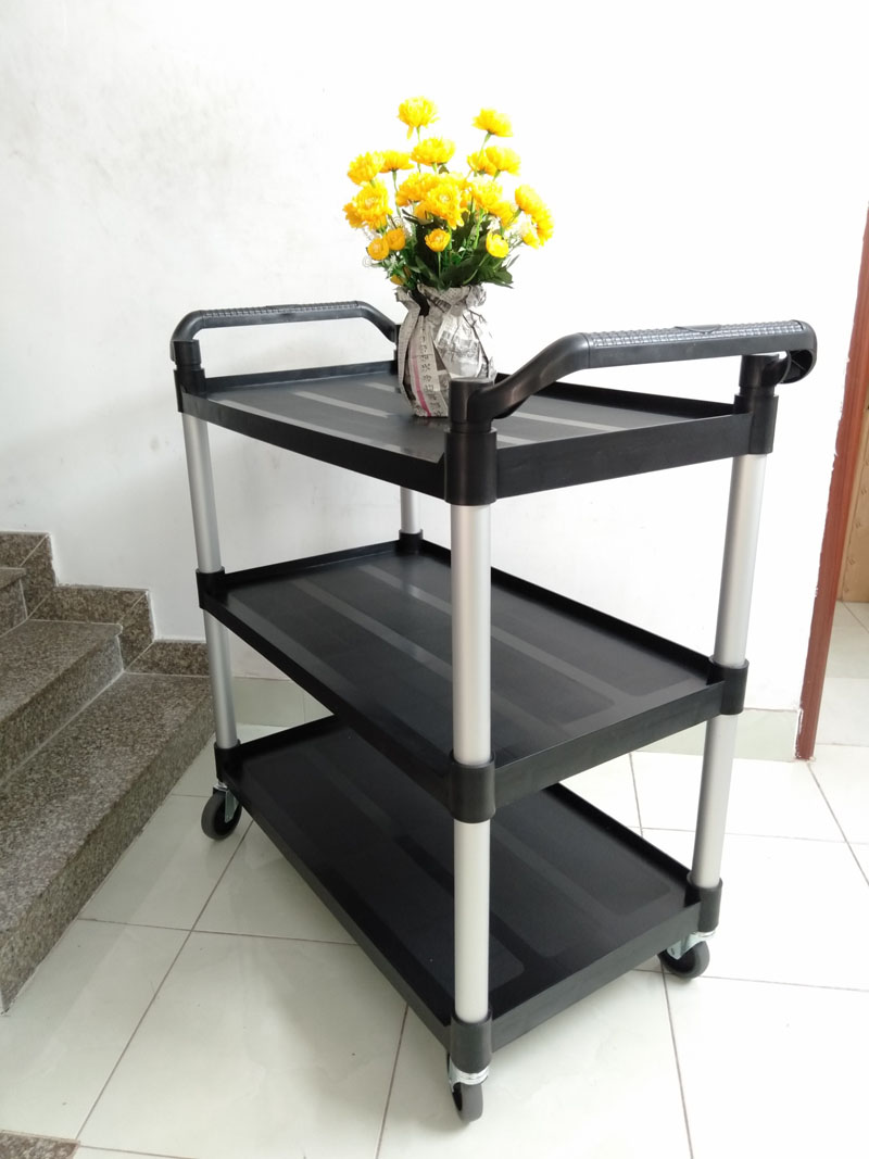 Xe phục vụ 3 tầng đen L-010B 5 Các mối hàn của sản phẩm chắc chắn