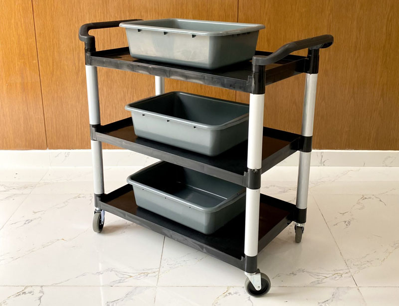 Đặc điểm của xe phục vụ 3 tầng đen L-010B-2 (3 thau xám)