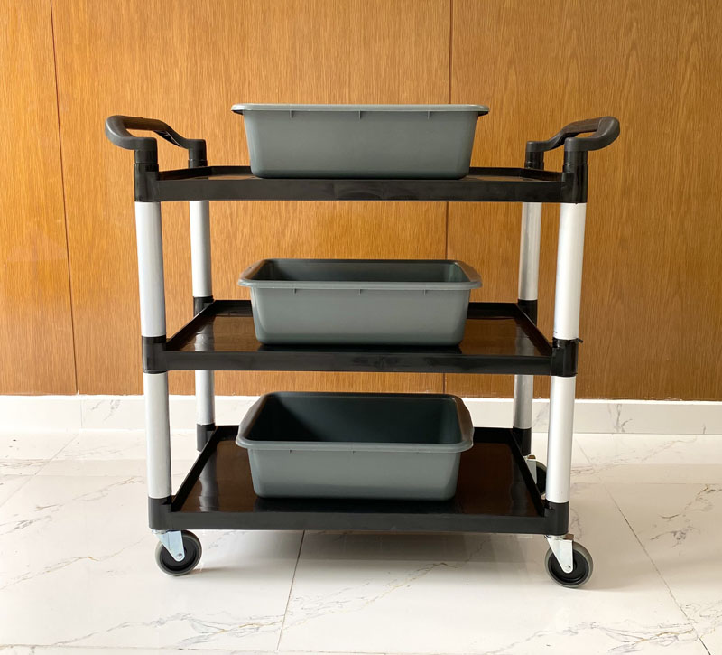 Xe phục vụ 3 tầng đen L-010B-2 (3 thau xám)