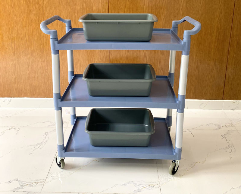 Xe phục vụ 3 tầng xám L-010-2 (3 thau xám) 3 Xe phục vụ 3 tầng xám L-010-2 (3 thau xám)