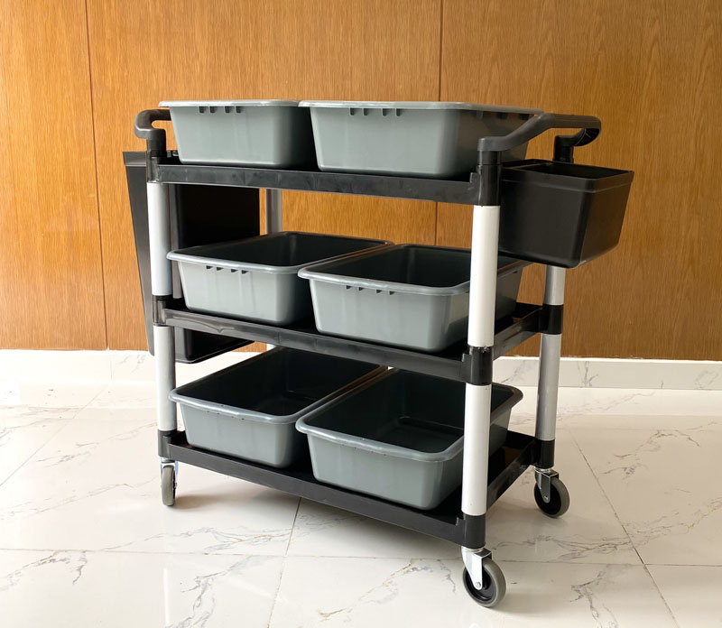 Xe phục vụ 3 tầng xám L-010-5 (6 thau xám + 2 xô đen) lựa chọn đơn vị cung cấp uy tín giúp bạn sở hữu sản phẩm chất lượng